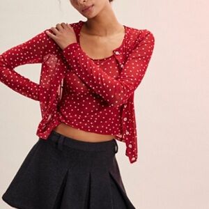 NWT Free People Twosie For One Cardigan and Tank Top Set in Berry Combo